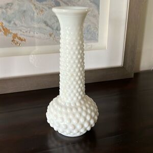 E.O. Brody Co Vintage Milk Glass Hobnail Vase